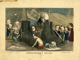 Politiciens Mesurant les Chaussures de Lincoln, 1864